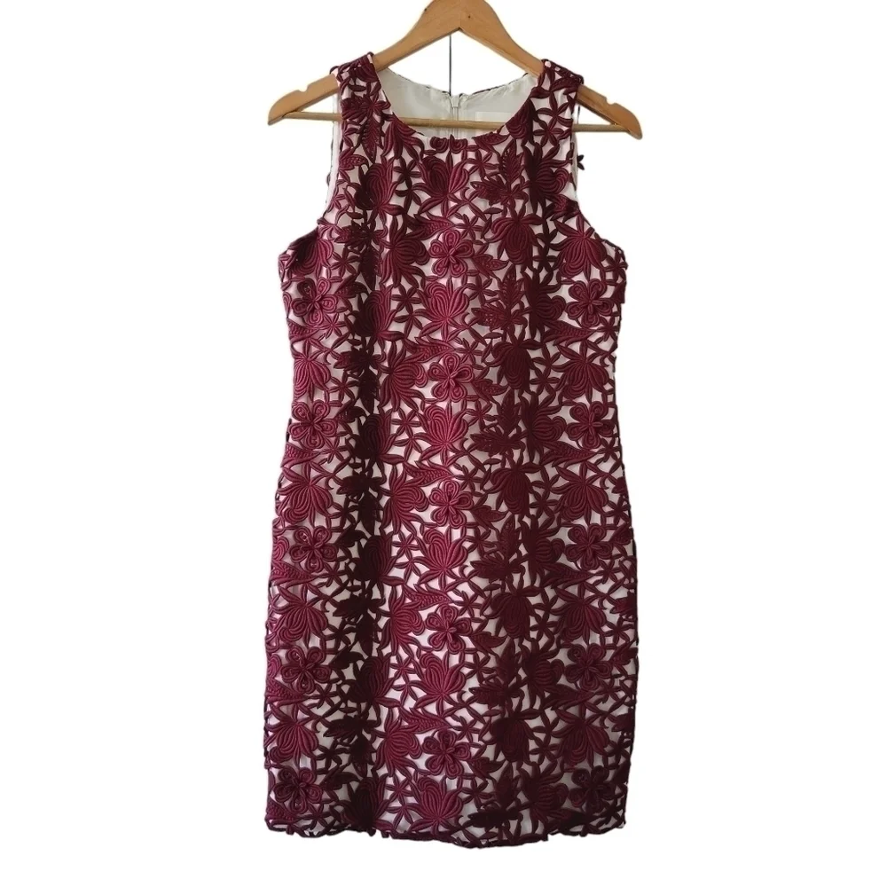 J. Crew Collection Burgundy Floral Dress - Picture 1 of 16